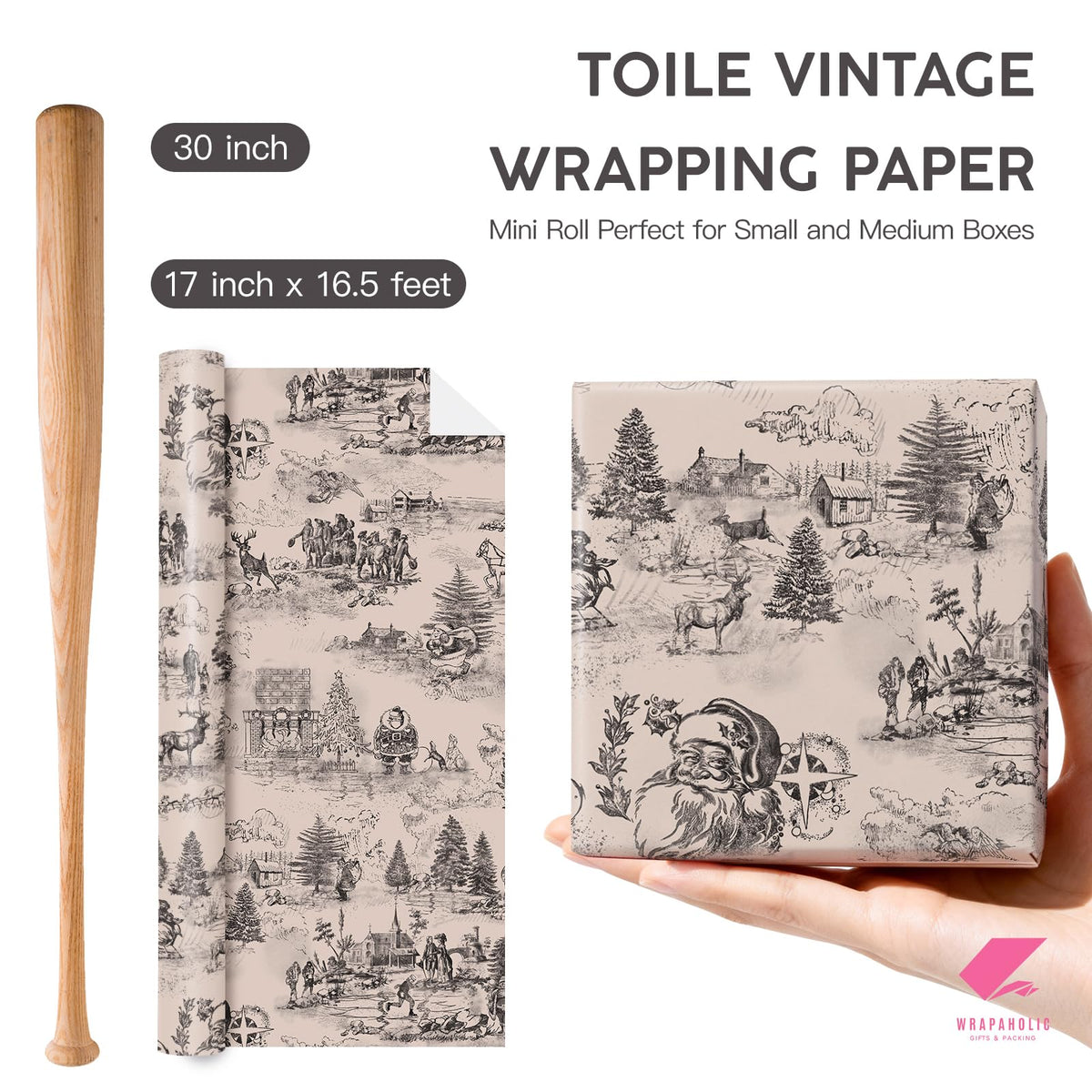Blue Toile Christmas Wrapping Paper