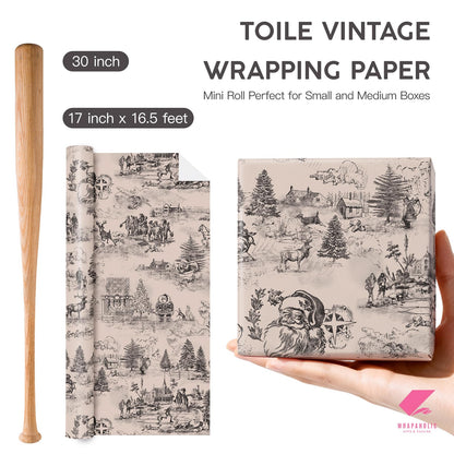 Blue Toile Christmas Wrapping Paper