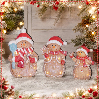 Chinoiserie Wooden Snowmen, Set of 3