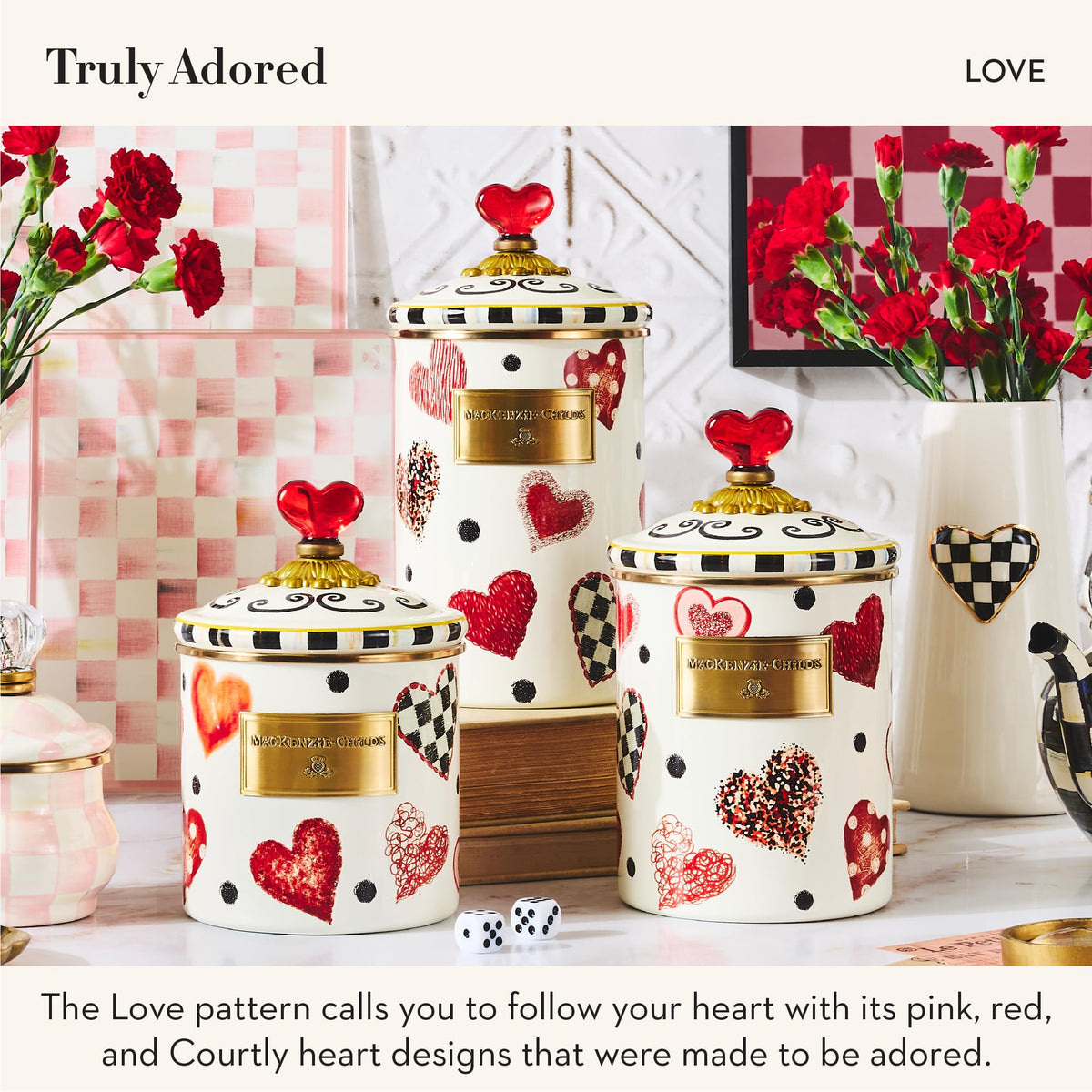 MacKenzie-Childs Enamel Canister Set, Royal Check