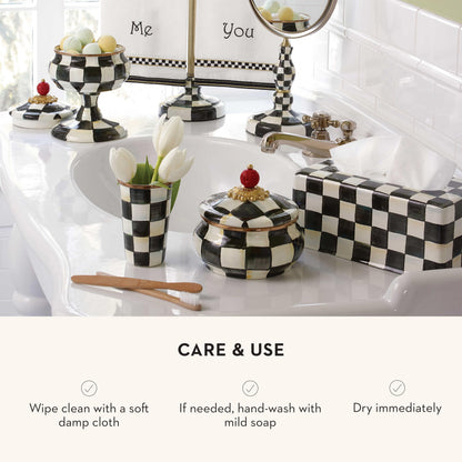 MacKenzie-Childs Enamel Squashed Pot, Royal Check
