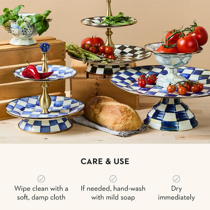 MacKenzie-Childs Two-Tier Sweet Stand, Royal Check