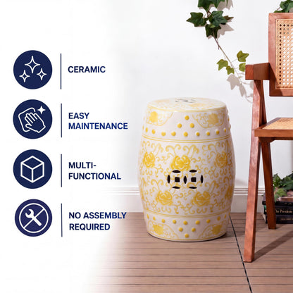 Jonathan Y Lotus Chinoiserie Garden Stool, 17.75"