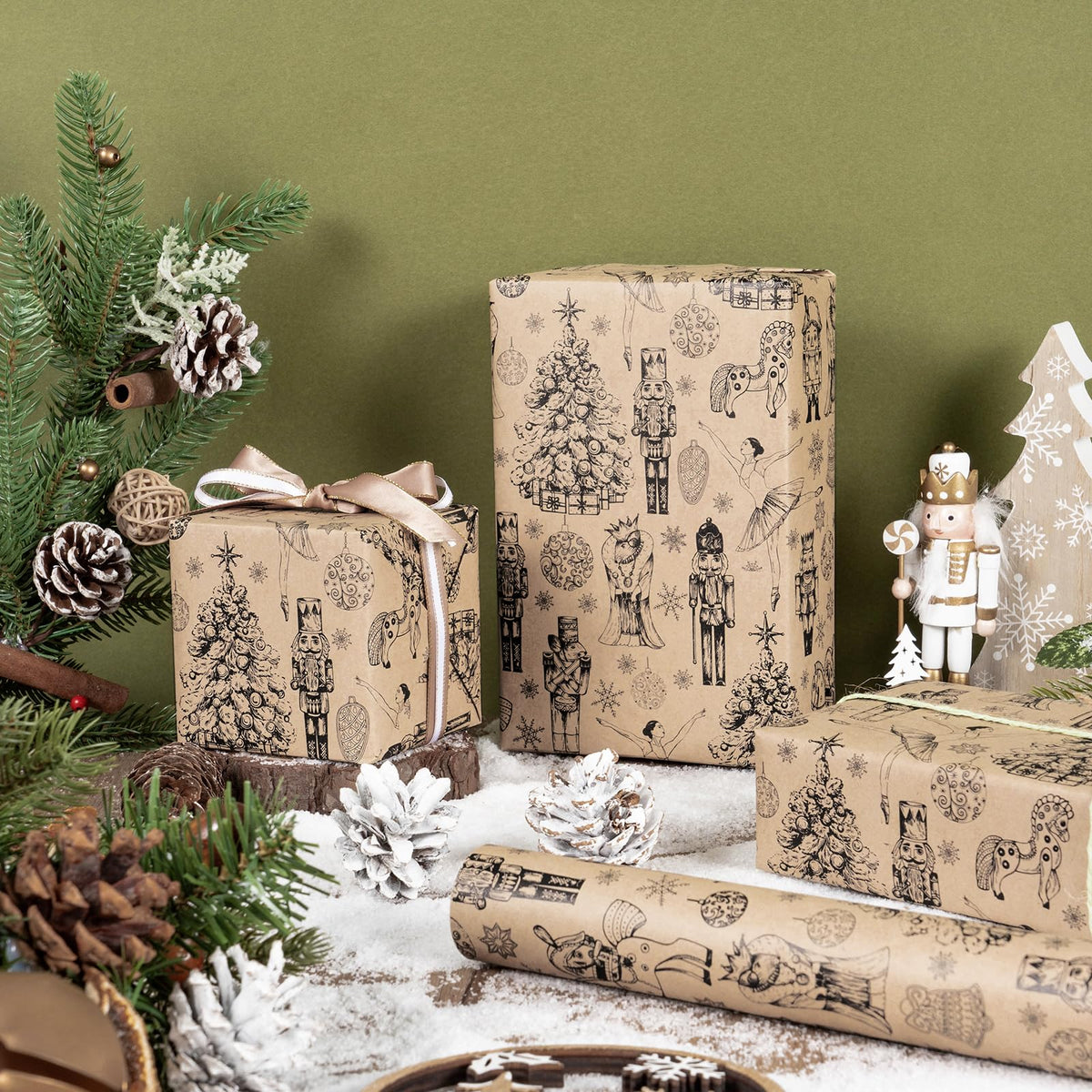 Blue Toile Christmas Wrapping Paper
