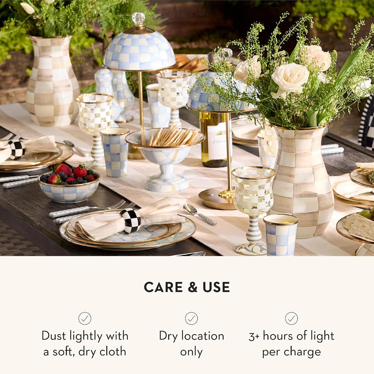 MacKenzie-Childs LED Dome Table Lamp, Sky Check