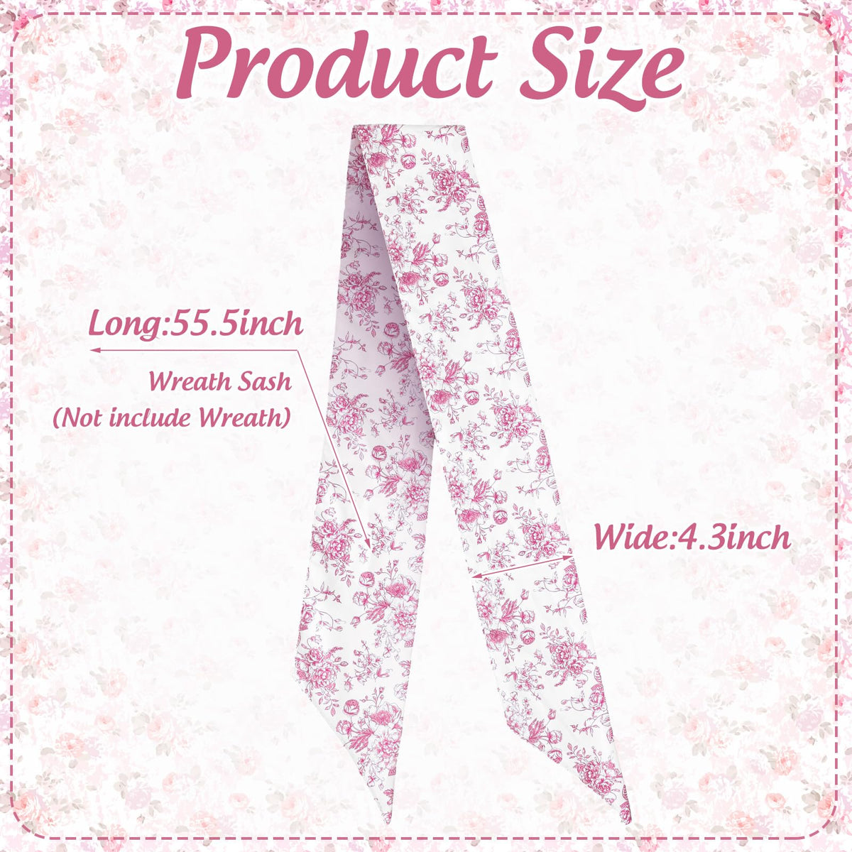 Blue Chinoiserie Floral Wreath Sash, Set of 2