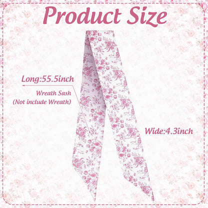 Blue Chinoiserie Floral Wreath Sash, Set of 2