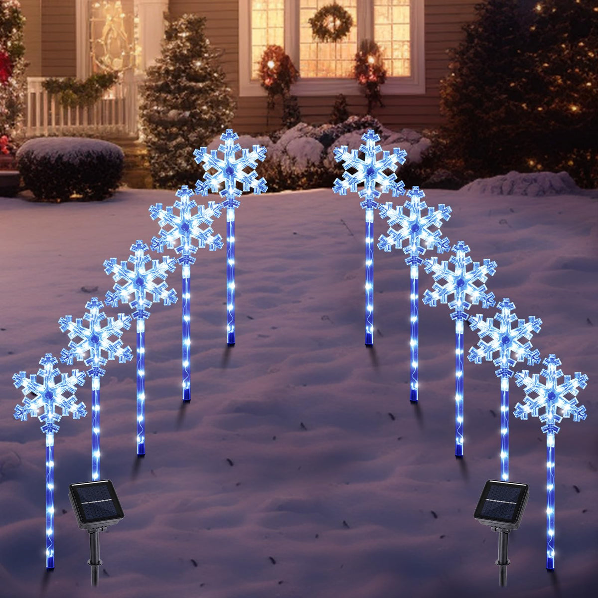 Solar Snowflake Pathway Lights, 10 Pack