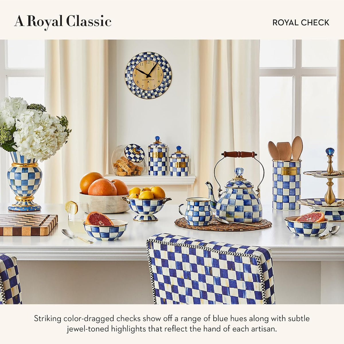 MacKenzie-Childs Glass Sweets Jar, Royal Check