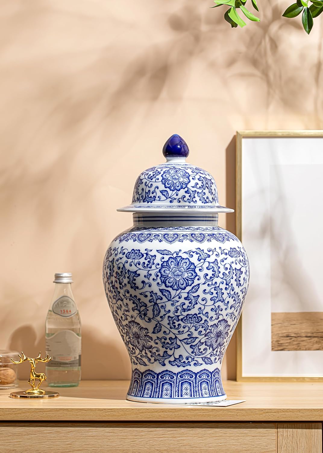 Blue and White Ginger Jar, 9.8 or 15 Inch