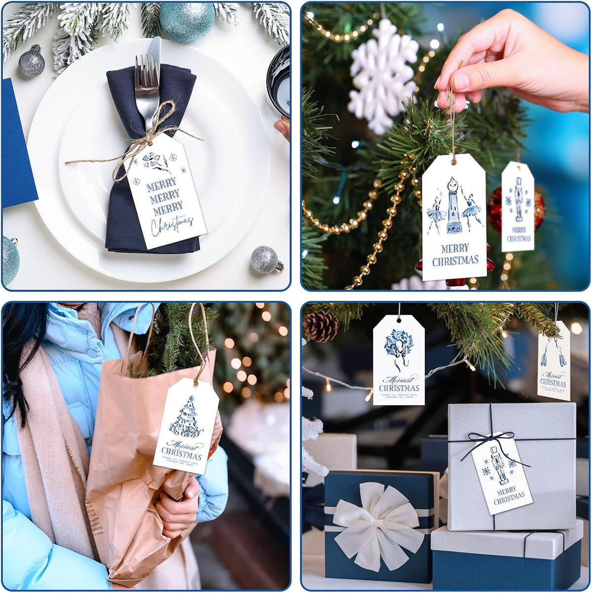 Blue Nutcracker Christmas Gift Tags, 90 Pieces