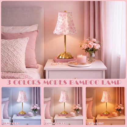 Blue Floral Cordless Table Lamp
