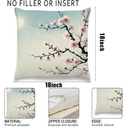 Blue Chinoiserie Bird and Peony Pillow Cover, 18x18