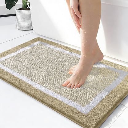 Navy and White Microfiber Bath Rug, 36 x 24