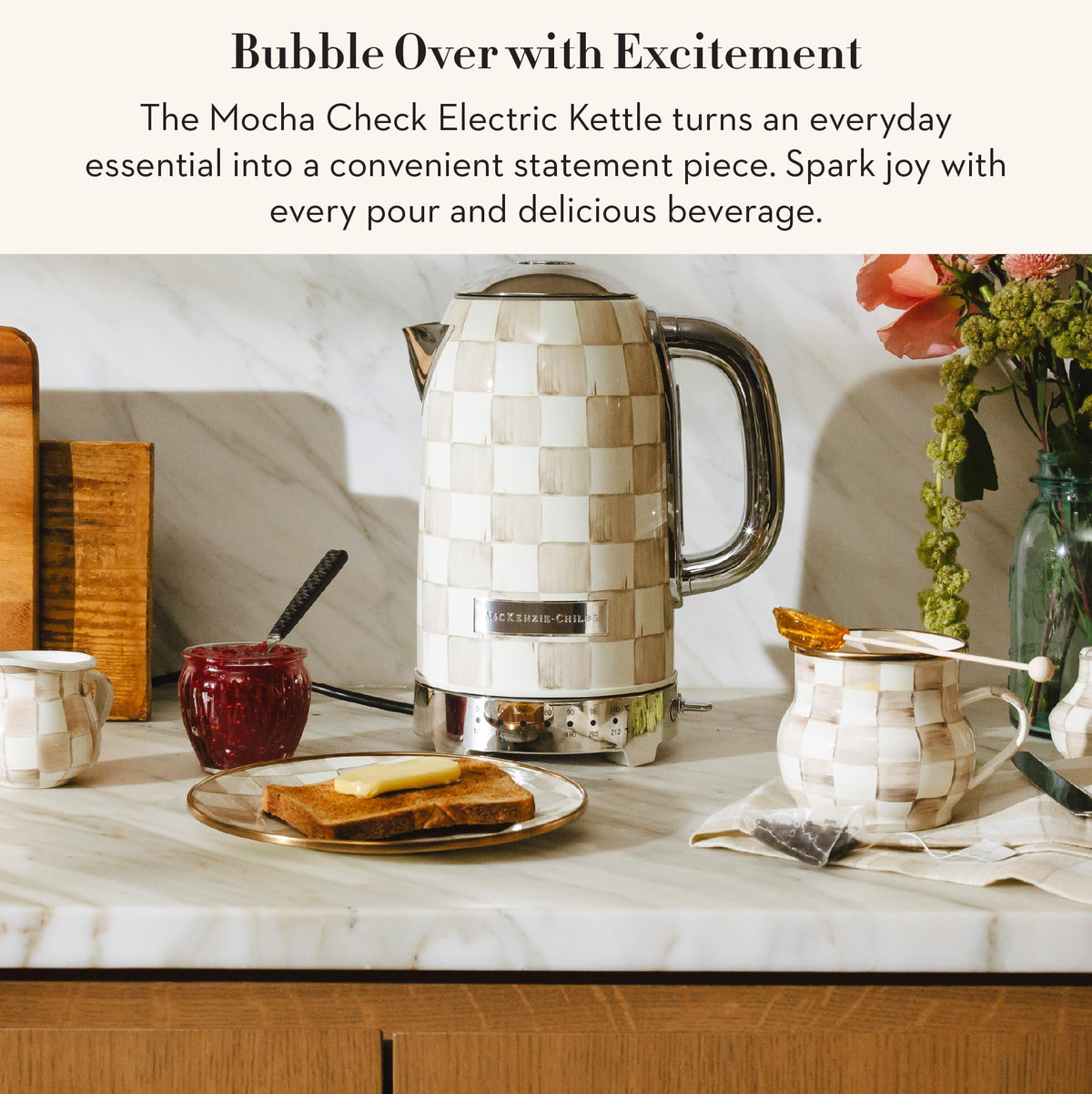 MacKenzie-Childs Electric Kettle, Royal Check