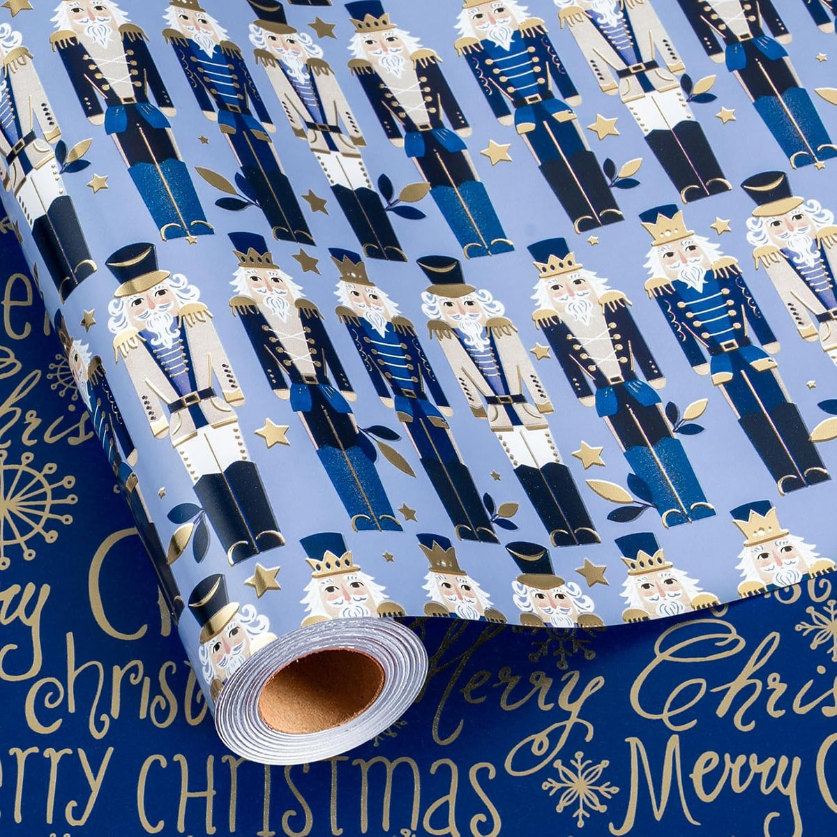 Blue Nutcracker Christmas Wrapping Paper, 32.8 Ft