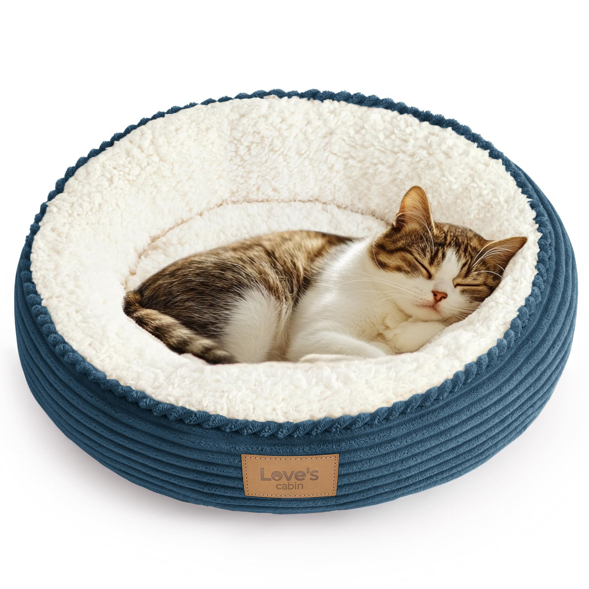 Royal Blue Round Donut Pet Bed