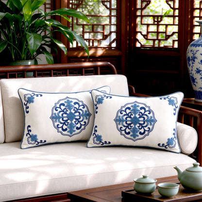Chinoiserie Floral Chenille Pillow Cover