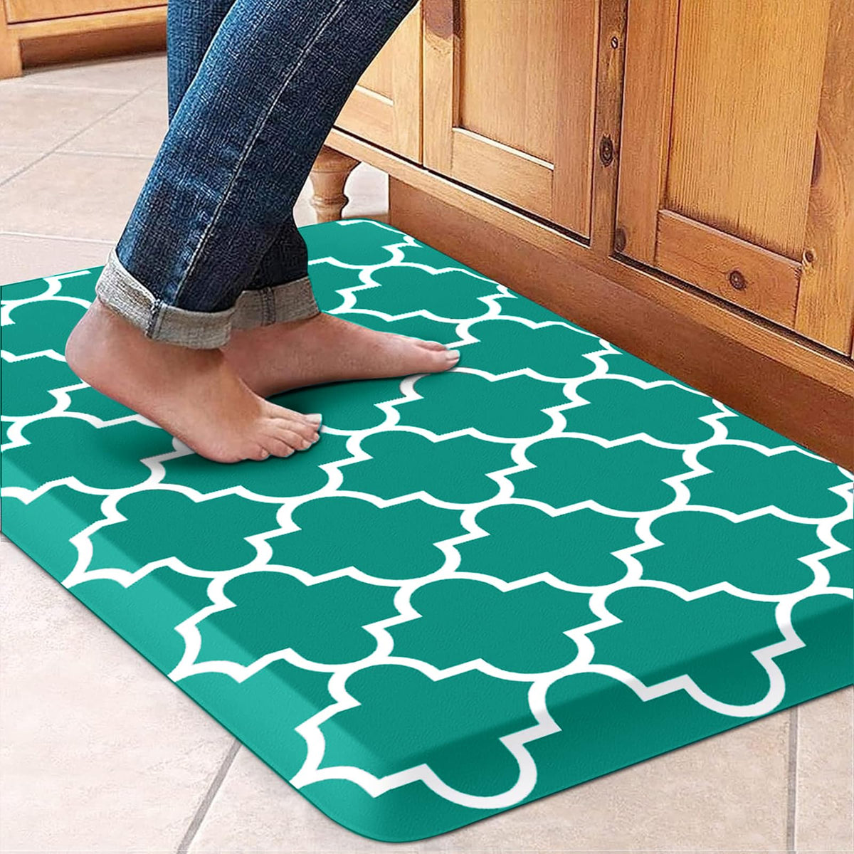 Blue Cushioned Anti-Fatigue Kitchen Mat