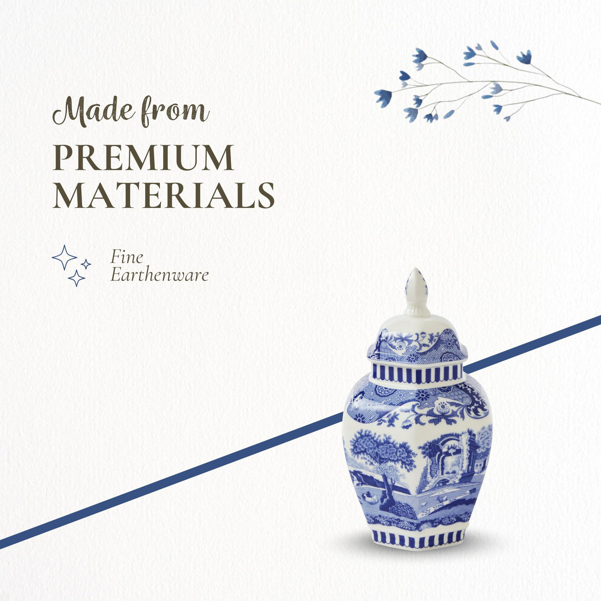 Spode Blue Italian Steccato Vase, 5.2 Inch