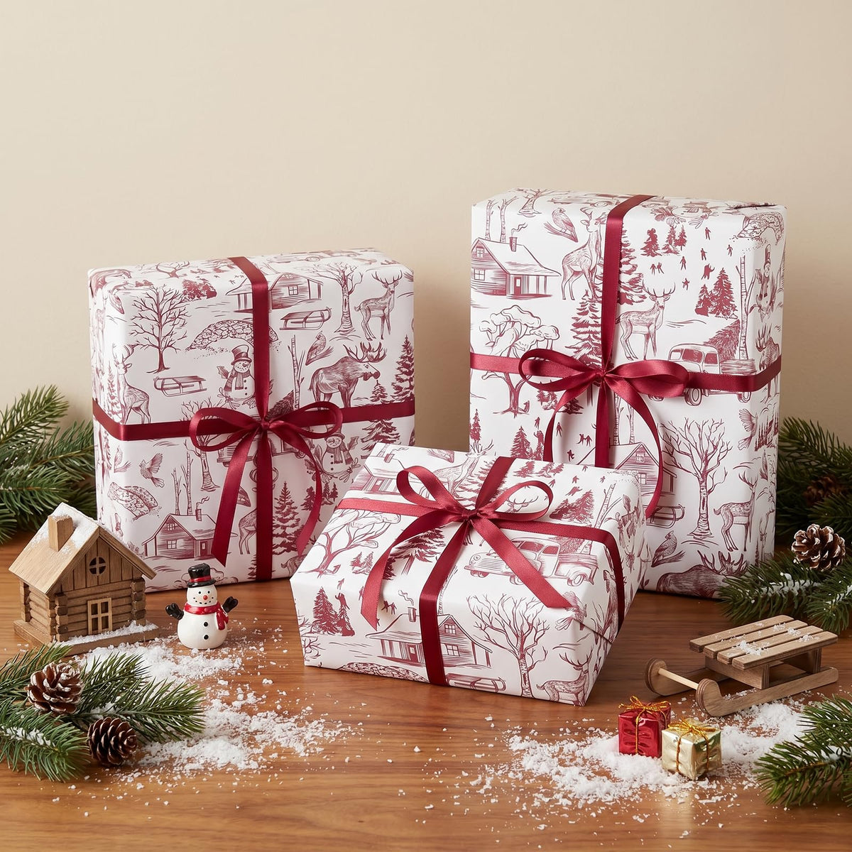 Blue Toile Christmas Wrapping Paper