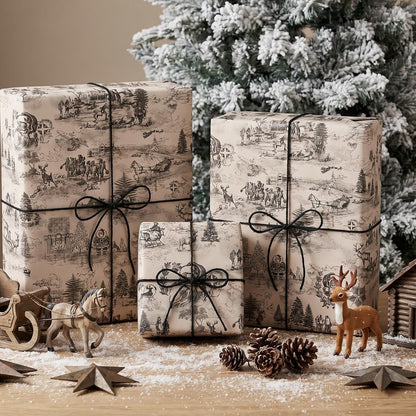 Blue Toile Christmas Wrapping Paper