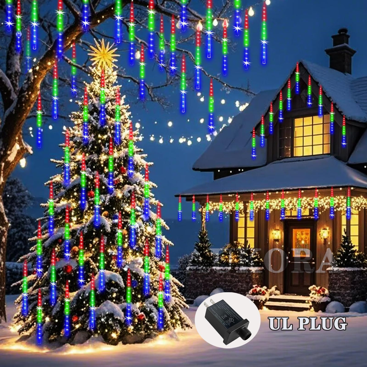 Aukora Blue Meteor Shower Lights