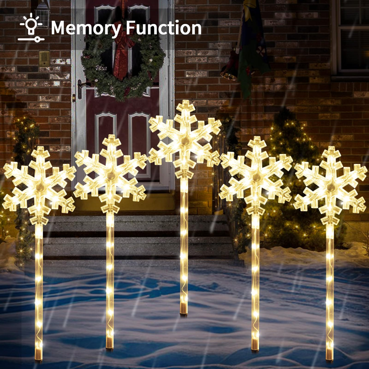 Solar Snowflake Pathway Lights, 10 Pack