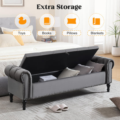 Navy Velvet Tufted Storage Bench