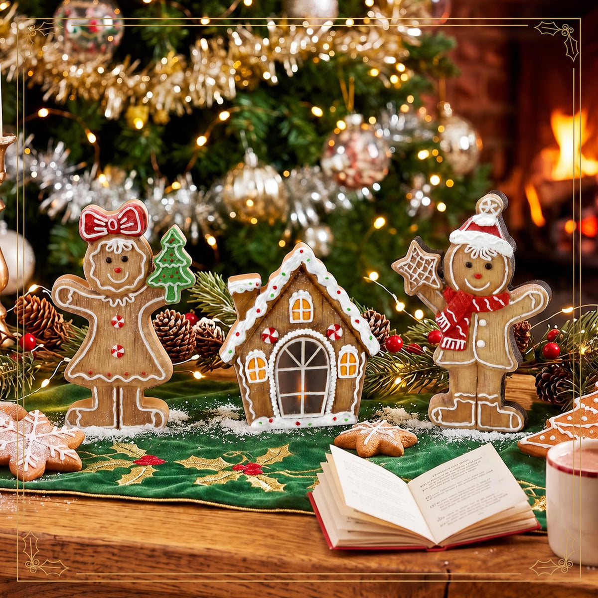 Chinoiserie Wooden Snowmen, Set of 3