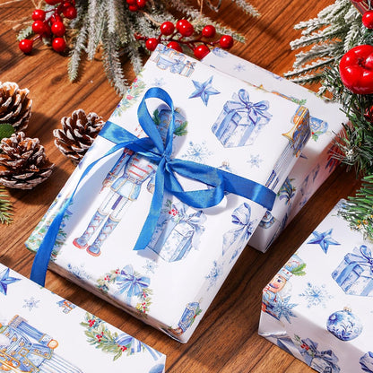 Blue Nutcracker Christmas Wrapping Paper, Mini Roll