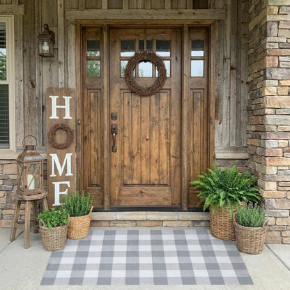 SEEKSEE Blue Buffalo Plaid Porch Rug, 27.5x43