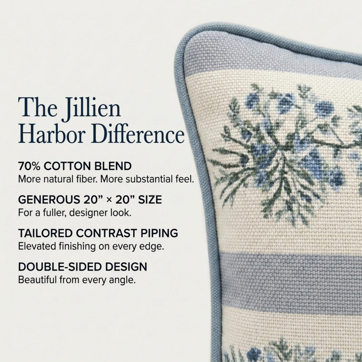 Camille Blue Floral Block Print Pillow Cover