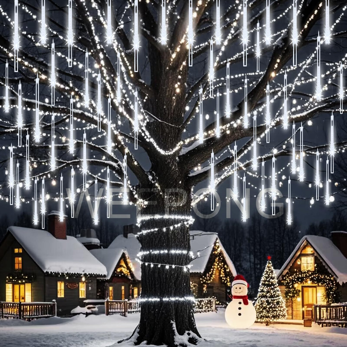 Blue Meteor Shower Christmas Lights, 8 Tubes