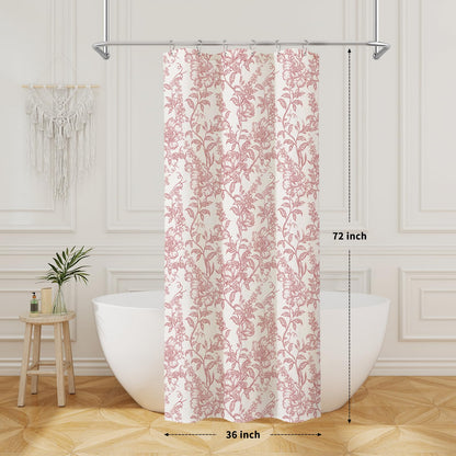 Blue Floral Linen Blend Shower Curtain