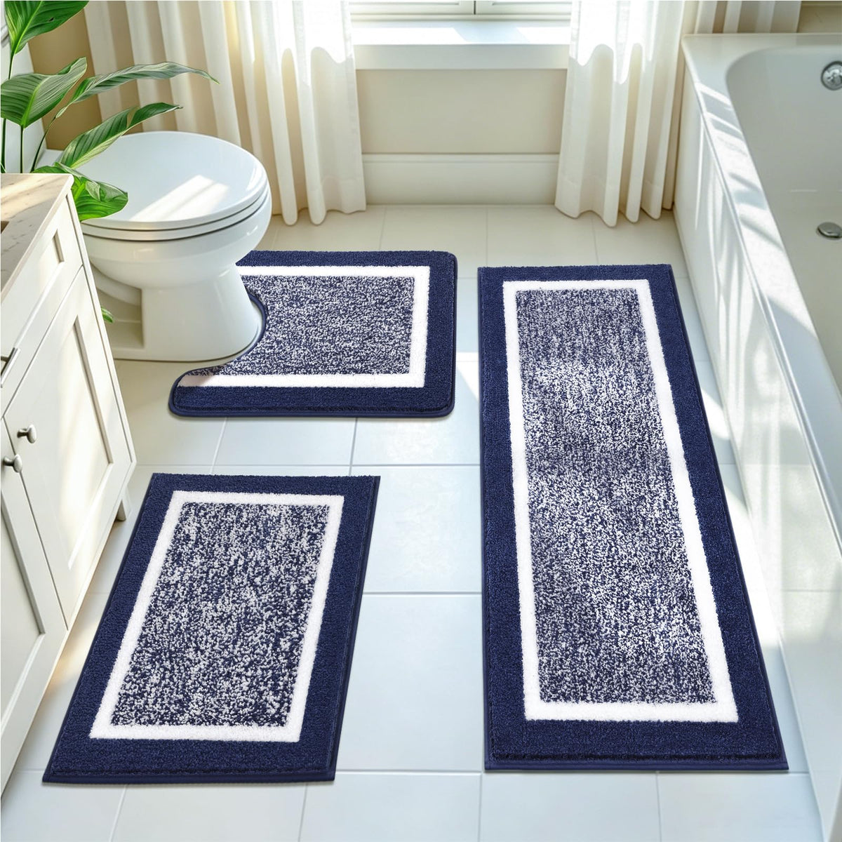 Shaggy Microfiber Bath Rug Set, 3 Piece