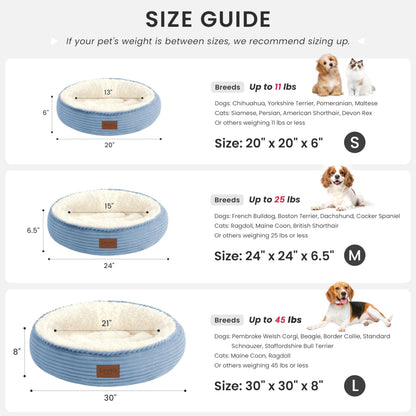 Royal Blue Round Donut Pet Bed
