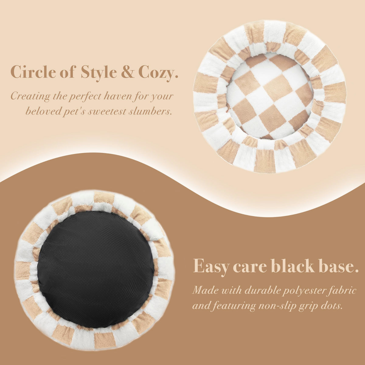 Blue Checkered Round Dog Bed