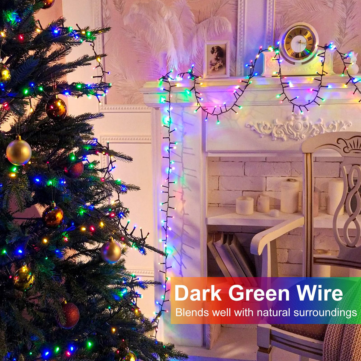 Blue and White Christmas Lights, 100 ft