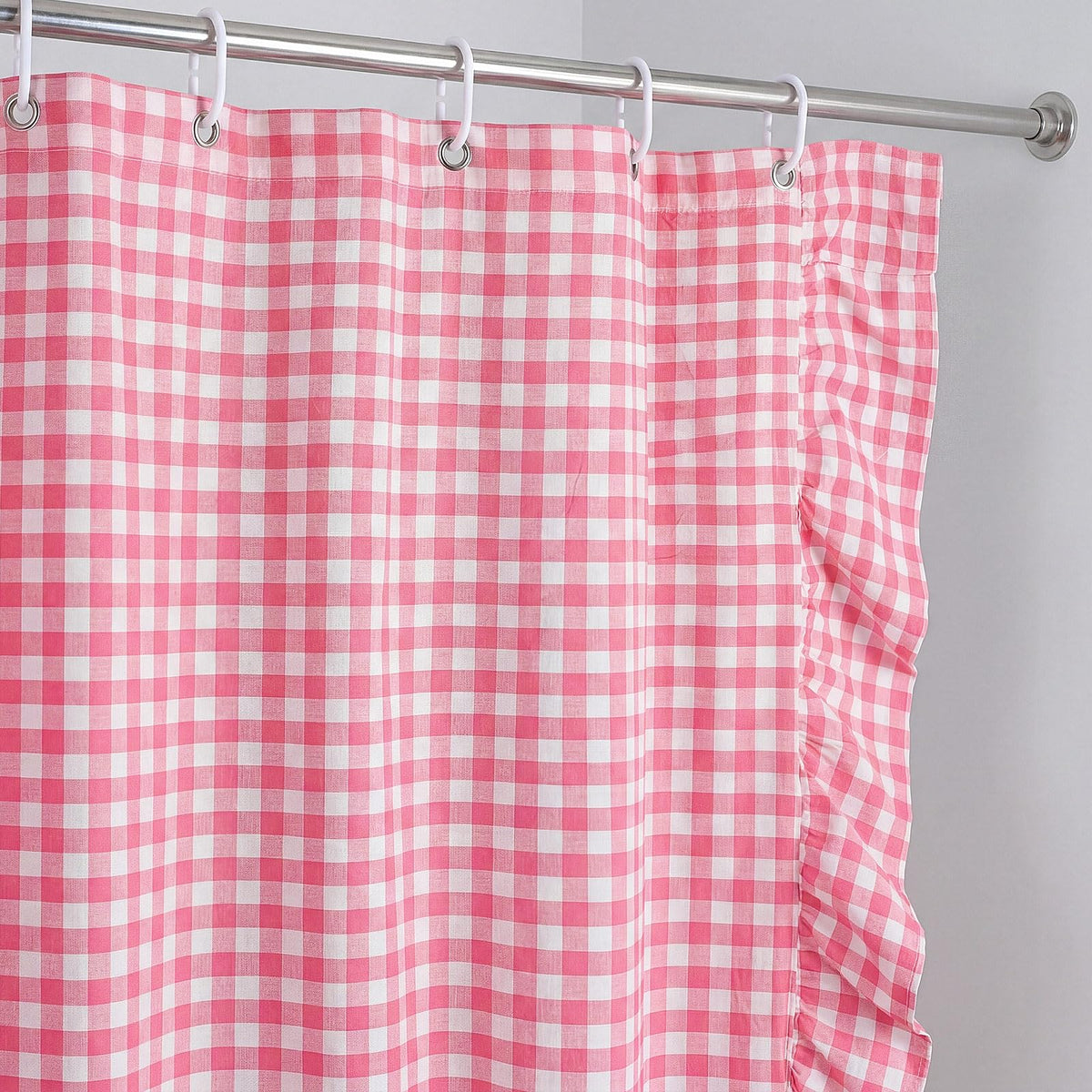 Ruffled Gingham Shower Curtain, 72 x 72