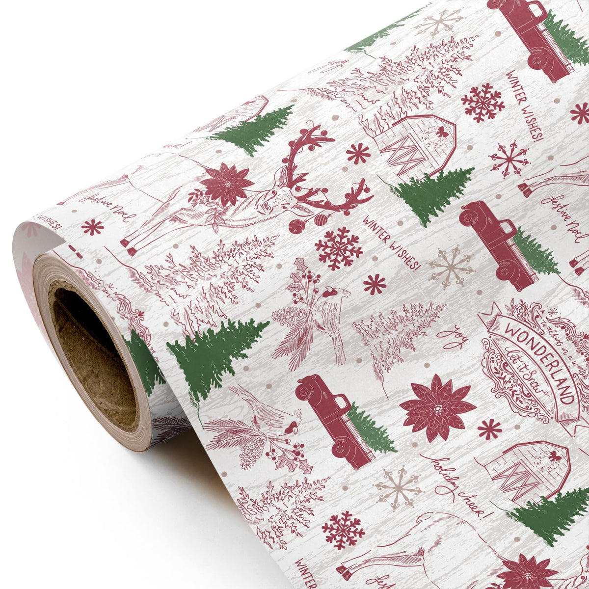 Blue Toile Christmas Wrapping Paper