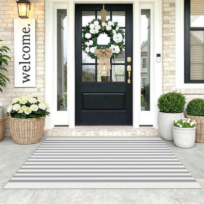 Navy and White Striped Cotton Rug, 28x43