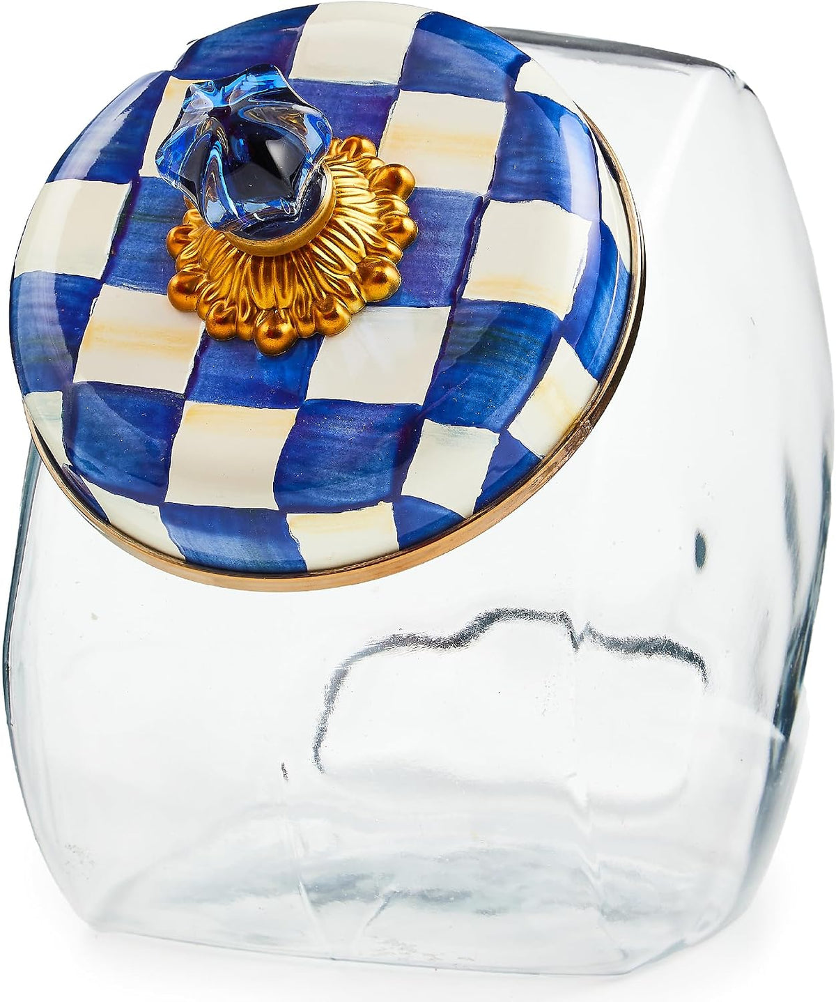 MacKenzie-Childs Glass Sweets Jar, Royal Check