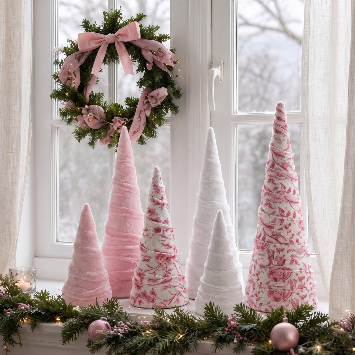 Chinoiserie Velvet Christmas Trees, Set of 6