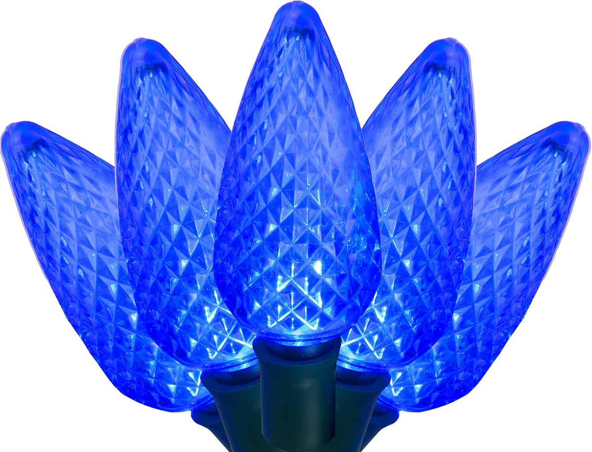 Blue C9 LED Christmas Light Set, 25 Bulbs