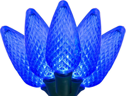 Blue C9 LED Christmas Light Set, 25 Bulbs