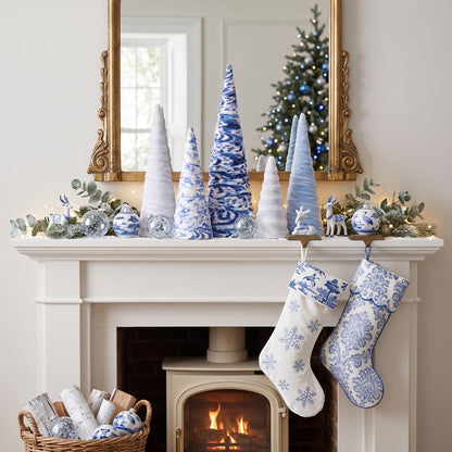Chinoiserie Velvet Christmas Trees, Set of 6
