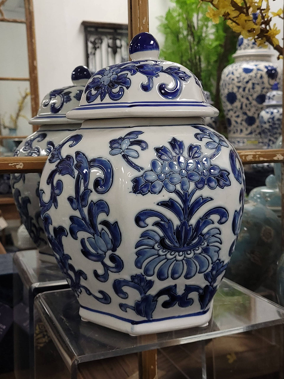 Blue and White Chinoiserie Ginger Jar, 12 or 14 Inch