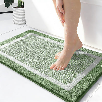Navy and White Microfiber Bath Rug, 36 x 24