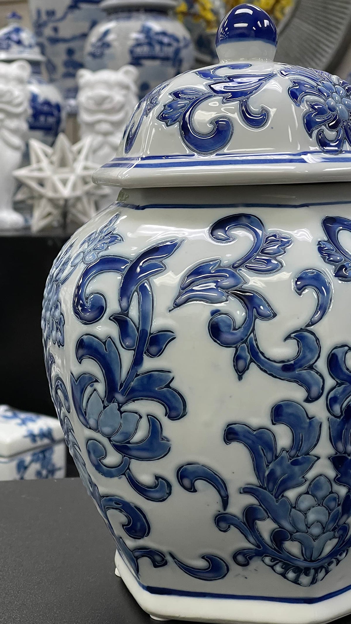 Blue and White Chinoiserie Ginger Jar, 12 or 14 Inch